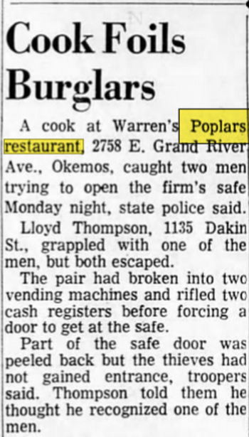 Warrens Poplars (Grapevine Restaurant) - Sept 1965 Burglary Foiled By Cook (newer photo)
